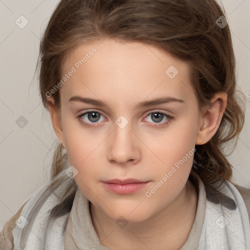 Neutral white child female with medium  brown hair and brown eyes