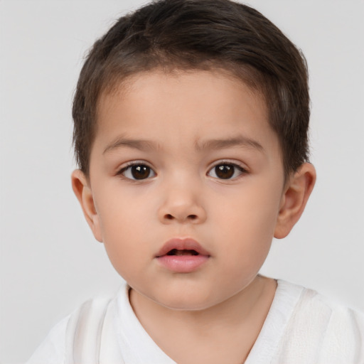 Neutral white child male with short  brown hair and brown eyes