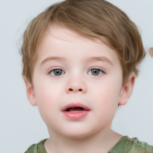 Neutral white child male with short  brown hair and blue eyes