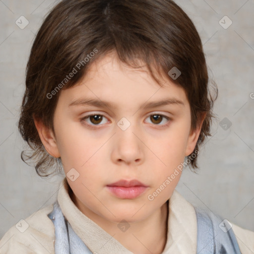 Neutral white child female with medium  brown hair and brown eyes