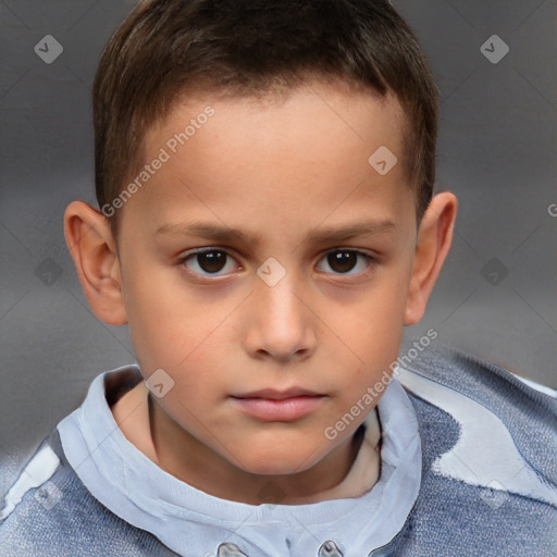 Neutral white child male with short  brown hair and brown eyes