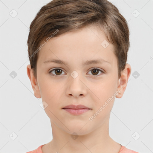 Neutral white child male with short  brown hair and brown eyes