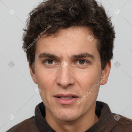 Neutral white adult male with short  brown hair and brown eyes