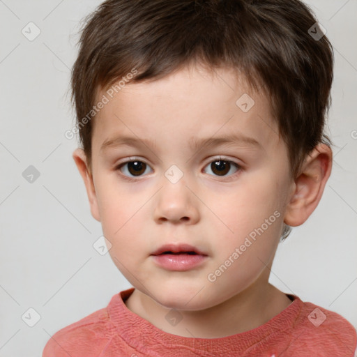 Neutral white child male with short  brown hair and brown eyes