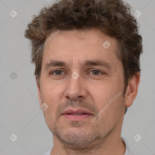 Neutral white adult male with short  brown hair and brown eyes