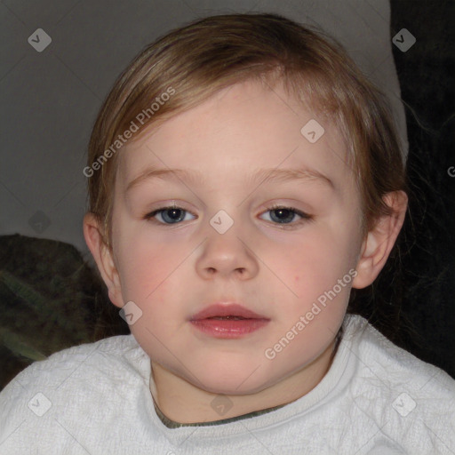 Neutral white child female with short  brown hair and brown eyes