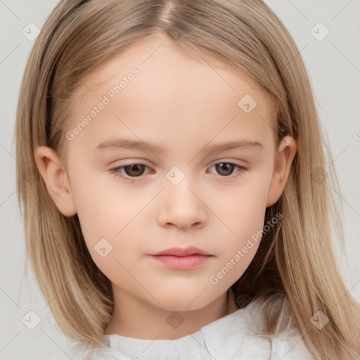 Neutral white child female with medium  brown hair and brown eyes