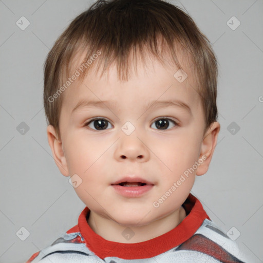 Neutral white child male with short  brown hair and brown eyes