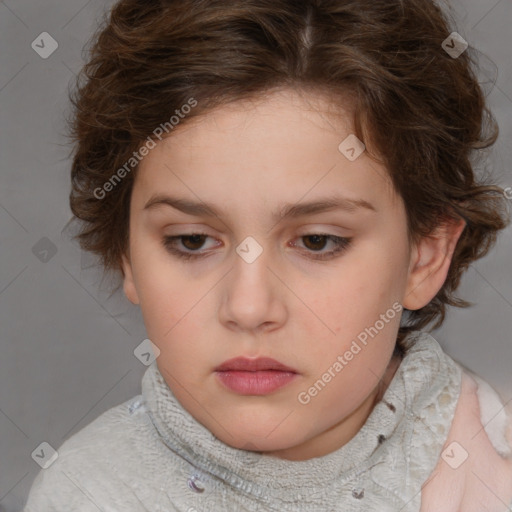 Neutral white child female with medium  brown hair and brown eyes