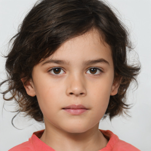 Neutral white child female with medium  brown hair and brown eyes