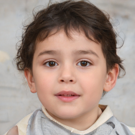 Neutral white child male with medium  brown hair and brown eyes