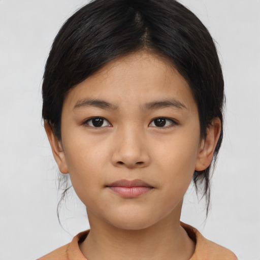 Neutral asian young-adult female with medium  black hair and brown eyes