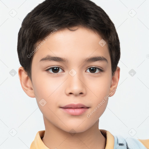 Neutral white child male with short  brown hair and brown eyes