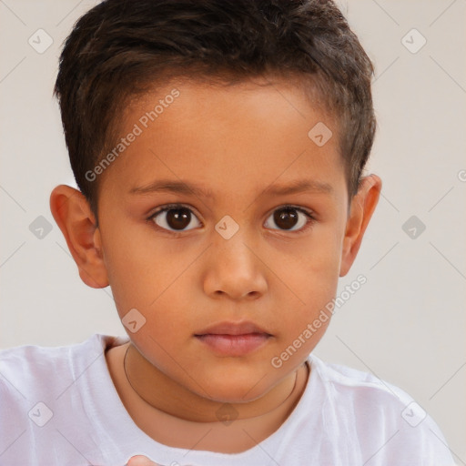 Neutral white child male with short  brown hair and brown eyes