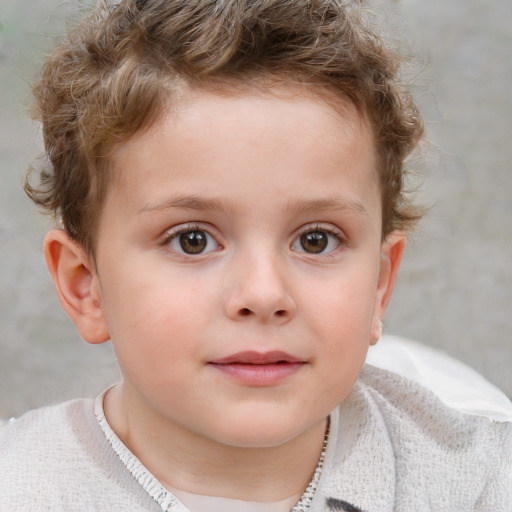 Neutral white child male with short  brown hair and blue eyes