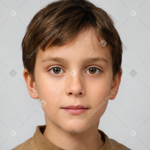 Neutral white child male with short  brown hair and brown eyes