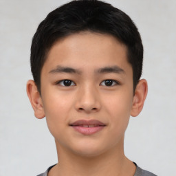 Neutral asian young-adult male with short  brown hair and brown eyes