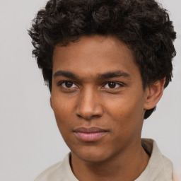 Neutral black young-adult male with short  brown hair and brown eyes