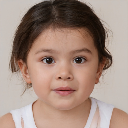 Neutral white child female with medium  brown hair and brown eyes