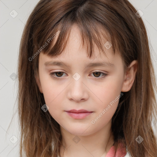 Neutral white child female with medium  brown hair and brown eyes