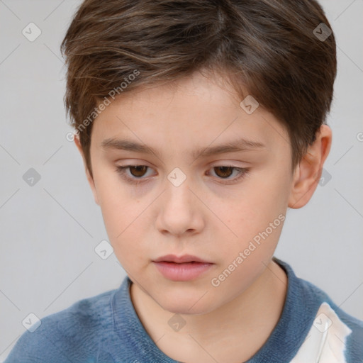 Neutral white child male with short  brown hair and brown eyes