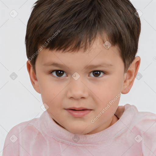 Neutral white child male with short  brown hair and brown eyes