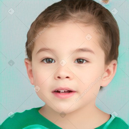 Neutral white child male with short  brown hair and brown eyes