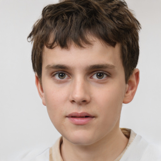 Neutral white child male with short  brown hair and brown eyes