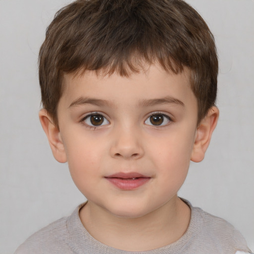 Neutral white child male with short  brown hair and brown eyes