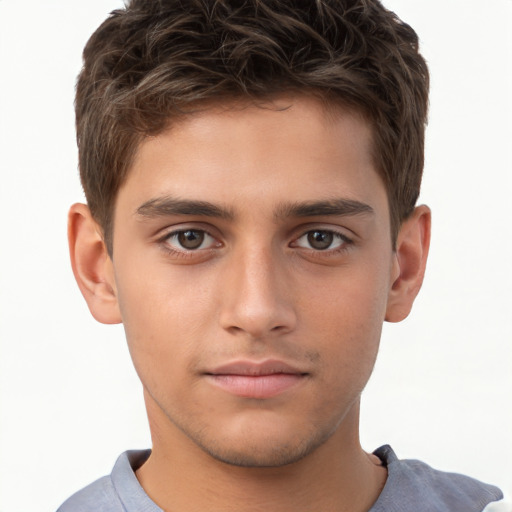 Neutral white child male with short  brown hair and brown eyes