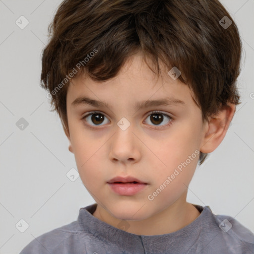 Neutral white child male with short  brown hair and brown eyes