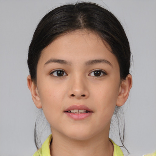 Neutral asian young-adult female with medium  brown hair and brown eyes