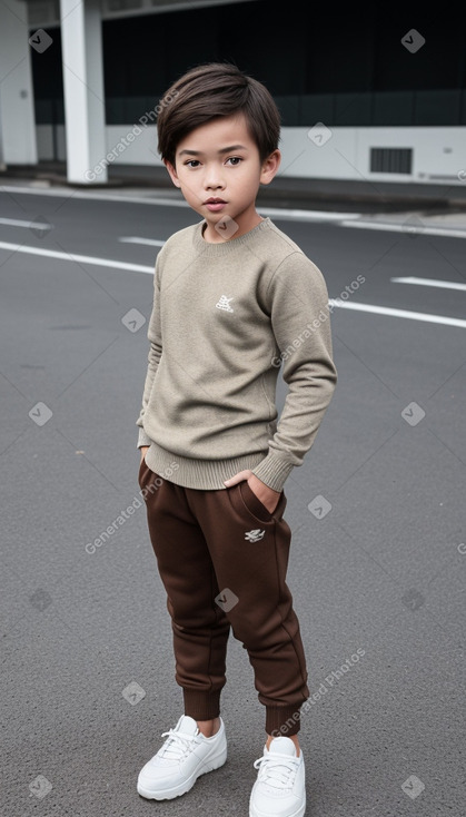 Singaporean child boy with  brown hair