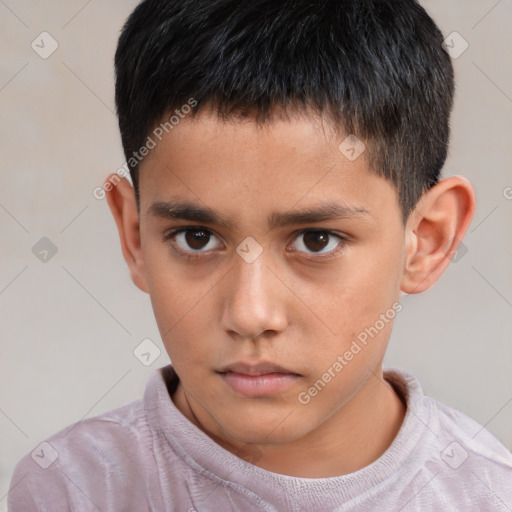 Neutral white child male with short  brown hair and brown eyes