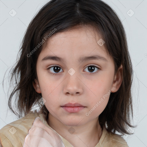 Neutral white child female with medium  brown hair and brown eyes