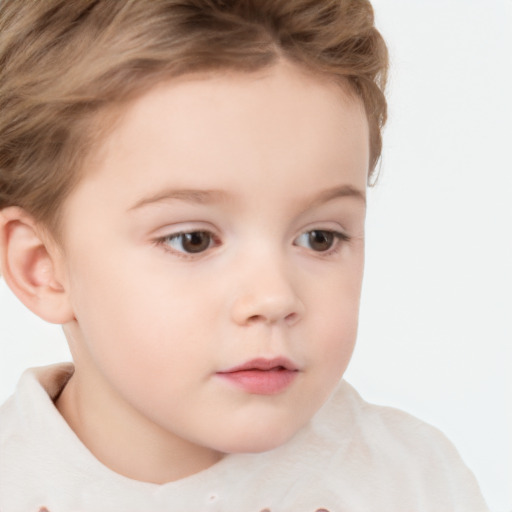 Neutral white child female with short  brown hair and brown eyes