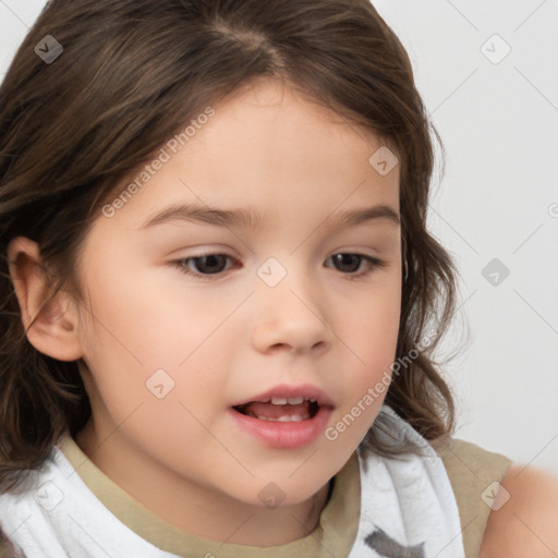 Neutral white child female with medium  brown hair and brown eyes