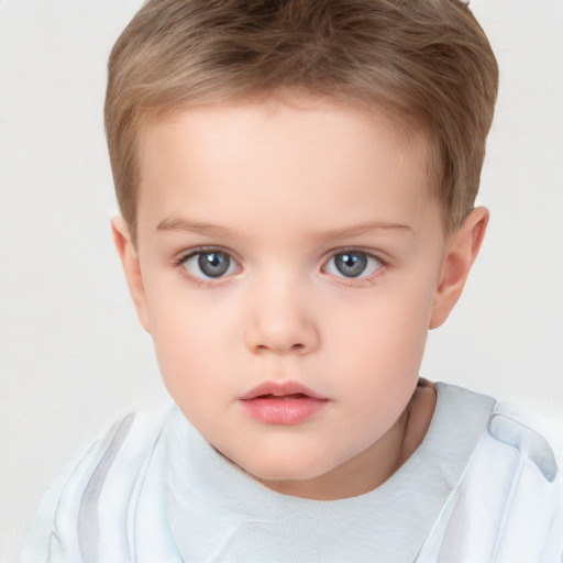 Neutral white child male with short  brown hair and brown eyes