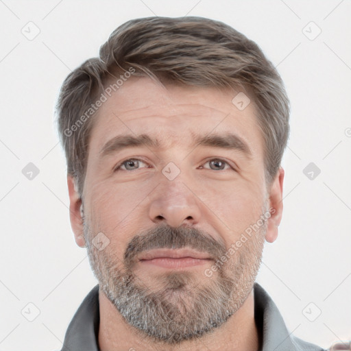 Neutral white adult male with short  brown hair and brown eyes