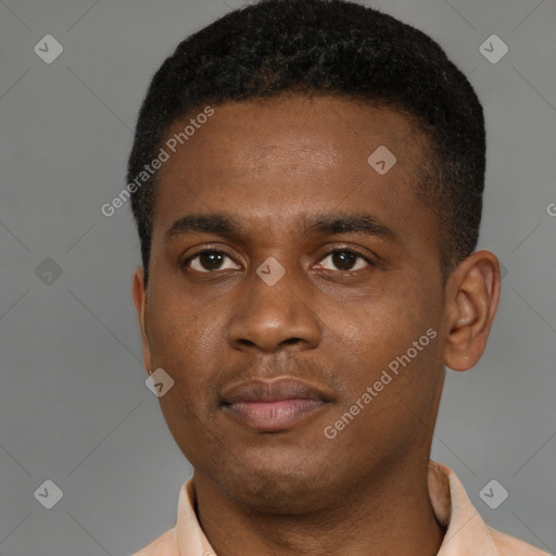 Neutral latino young-adult male with short  brown hair and brown eyes