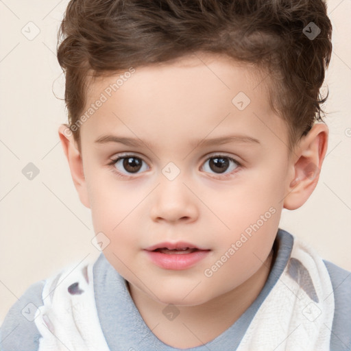 Neutral white child male with short  brown hair and brown eyes