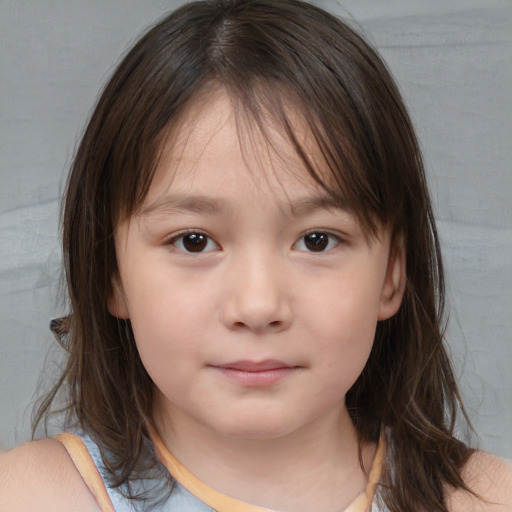 Neutral white child female with medium  brown hair and brown eyes