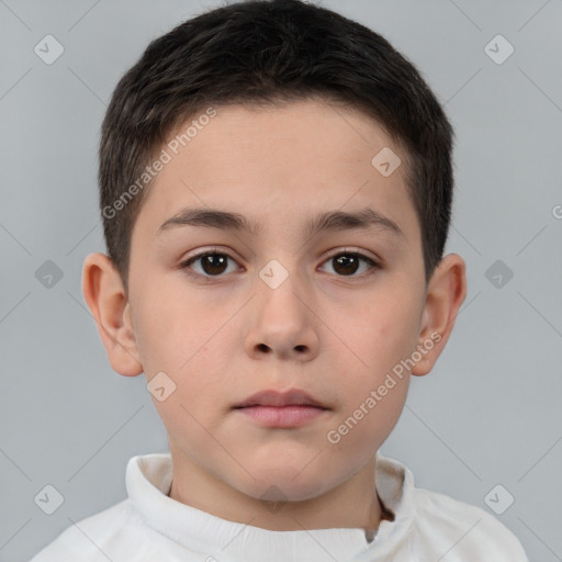 Neutral white child male with short  brown hair and brown eyes