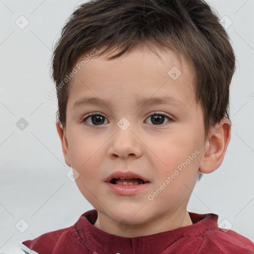 Neutral white child male with short  brown hair and brown eyes