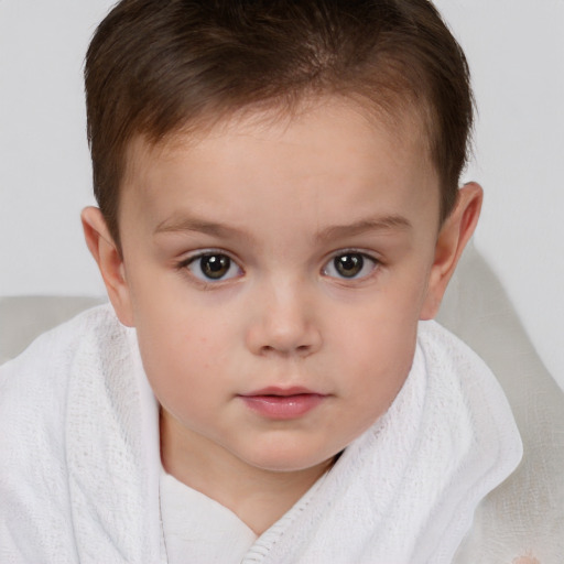 Neutral white child female with short  brown hair and brown eyes