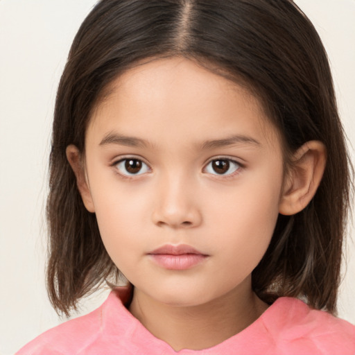 Neutral white child female with medium  brown hair and brown eyes