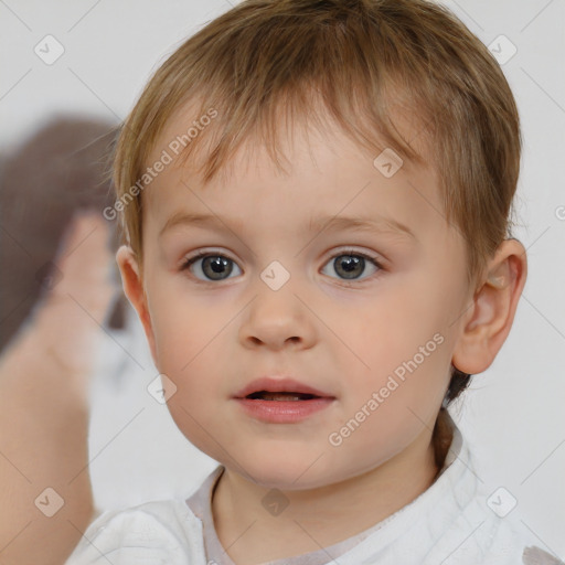 Neutral white child male with short  brown hair and brown eyes