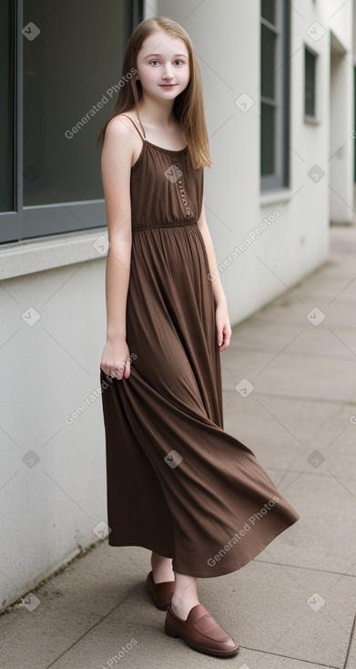 Teenager girl with  brown hair