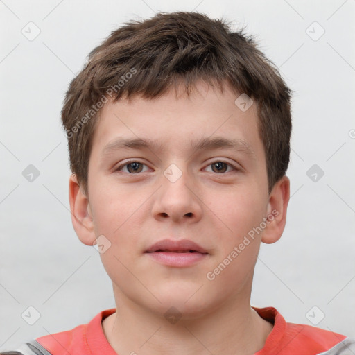 Neutral white child male with short  brown hair and brown eyes