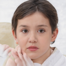 Neutral white child female with short  brown hair and brown eyes